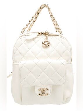 CHANEL white Quilted Mini Backpack with Gold Hardware caviar cc mini flap